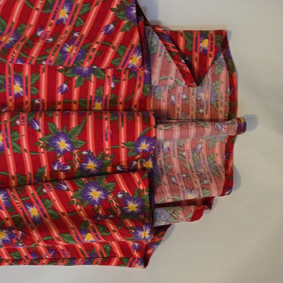 LulaRoe, Dress, Sz XS, Striped, Floral, Hi Lo Hem, Red, Purple, Yellow, Green - Picture 9 of 11